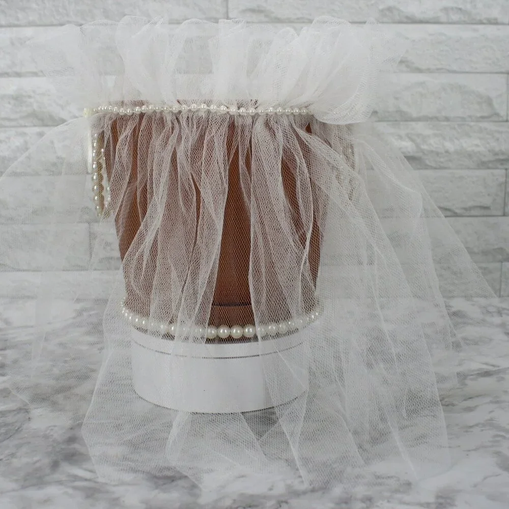 HAND CRAFTED Pot Head Bride Planter Centerpiece Upcycled Bridal Wedding White